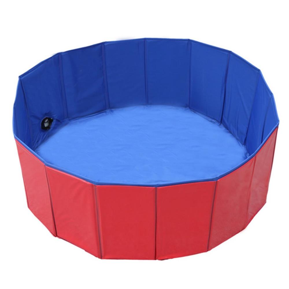4 Sizes Pet Dog Swimming Pool Foldable PVC Thickened Dog Pool Summer Pet Washing Pond Dog Pet Bathtub Easy to Drainage: Red / L
