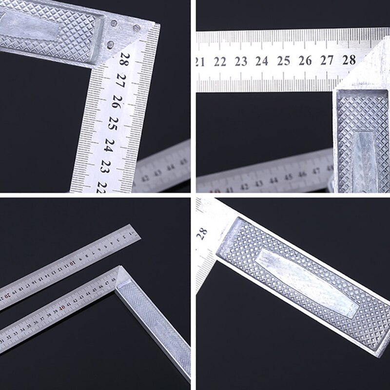 Regla de ángulo de 90 grados de acero inoxidable, herramienta de medir recta de Metal, regla en forma de L, herramienta de medidor calibre de doble cara