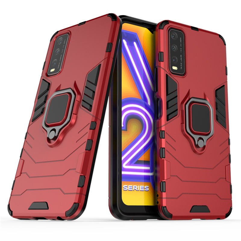 Vivo Y20i custodia Vivo Y20 Cover Silicone ibrido + TPU Cover posteriore custodia per telefono per Vivo Y20 Y 20 Y20i Y20s custodia protettiva: Vivo Y20 / red