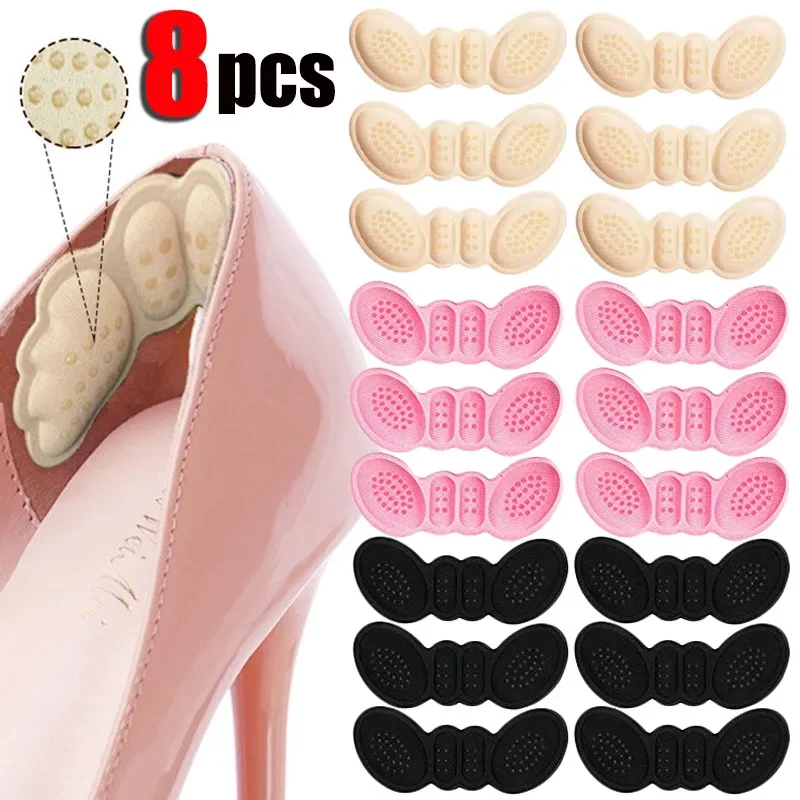 1/4 pares de almohadillas de inserciones de tacón alto, plantillas adhesivas antidesgaste de tamaño ajustable, pegatina protectora, alivio del dolor, cojín para zapatos para el cuidado de los pies