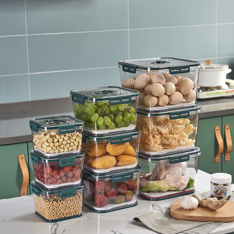 Kitchen Storage Food organizer Container PET Seal Stable Cans For Fridge High-capacity Fresh Eggs Vegetable Fruit Storage Box