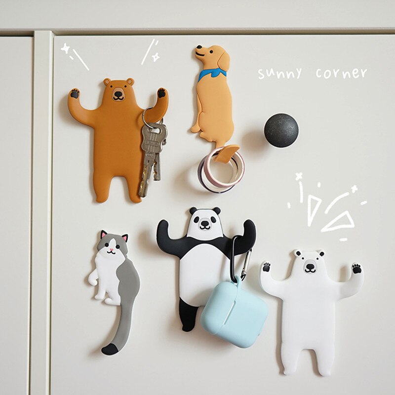 Mooie Animal Koelkast Magnetische Haak Sleutel Muur Houder Verwijderbare Keuken Haken Home Decor Sleutelhouder Diversen Organizer Hanger