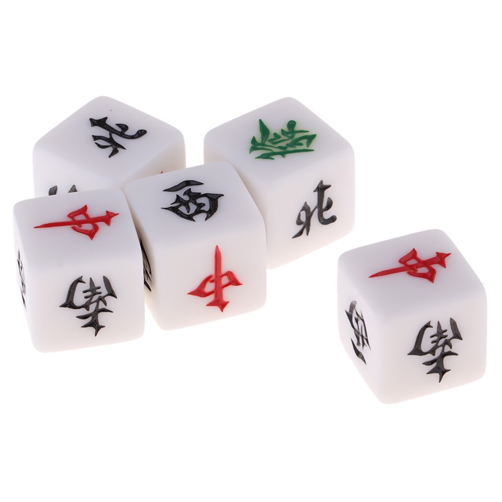 Godt tilbehør til familie- og kasinobord mahjong-spil terninger - sæt  of 5