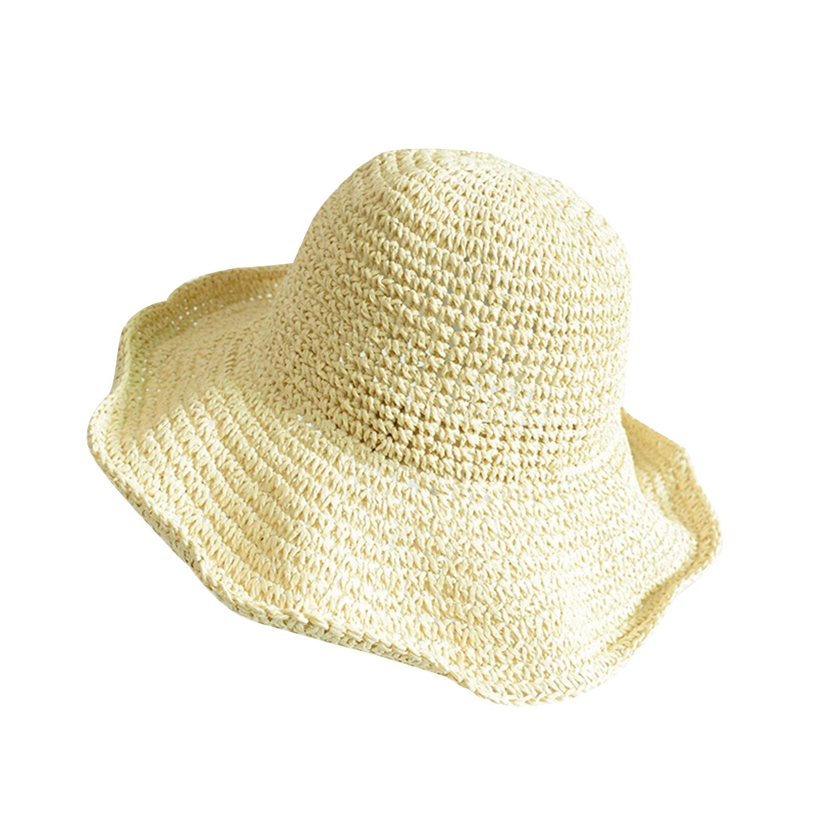 Cappelli di paglia pieghevoli a tesa larga per ragazze cappello da sole cappello da spiaggia cappello estivo da donna cappello da viaggio UV da donna cappellini da donna: Beige