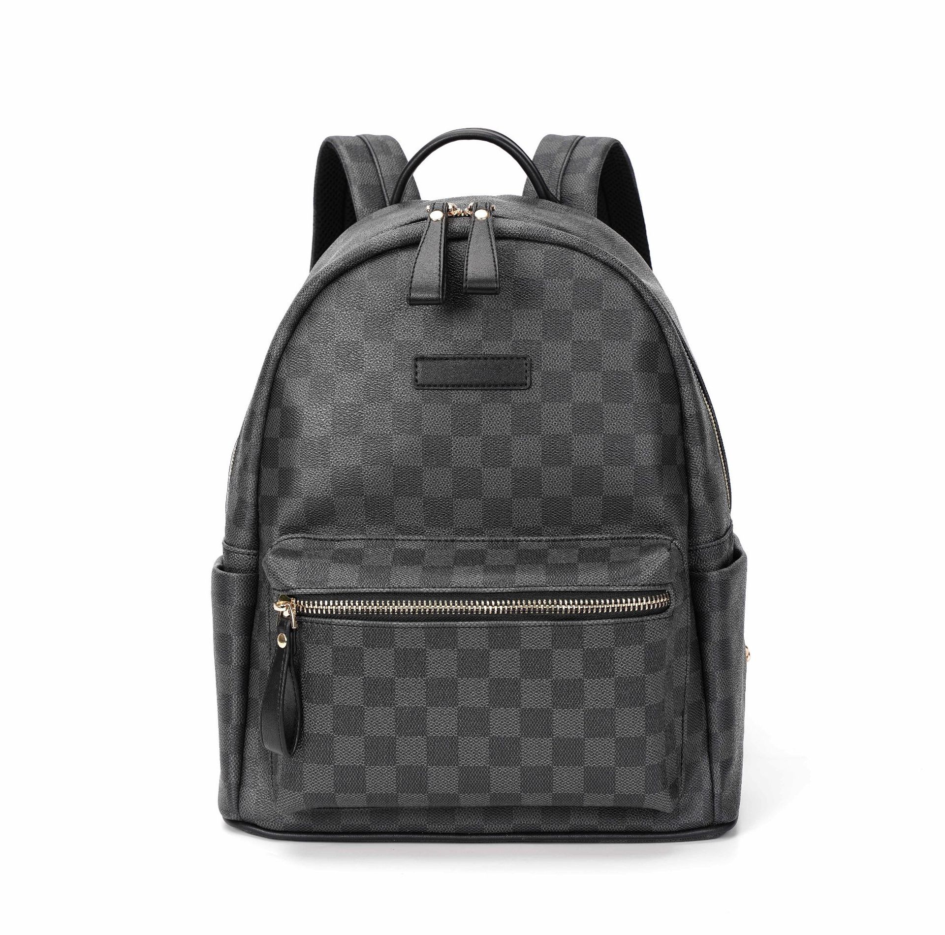 Unisex Waterproof Leather Men's Backpack Schoolbag Plaid Leather Backpack Large Capacity Travel Laptop Mochila Backpack For Male: Default Title