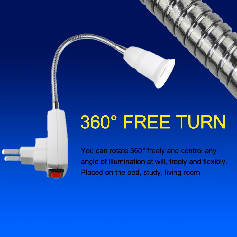 Flexibel  e27 lampa lampa sockeladapter förlänga förlängningsomvandlare väggbashållare skruvuttag jacka eu us plug adapter