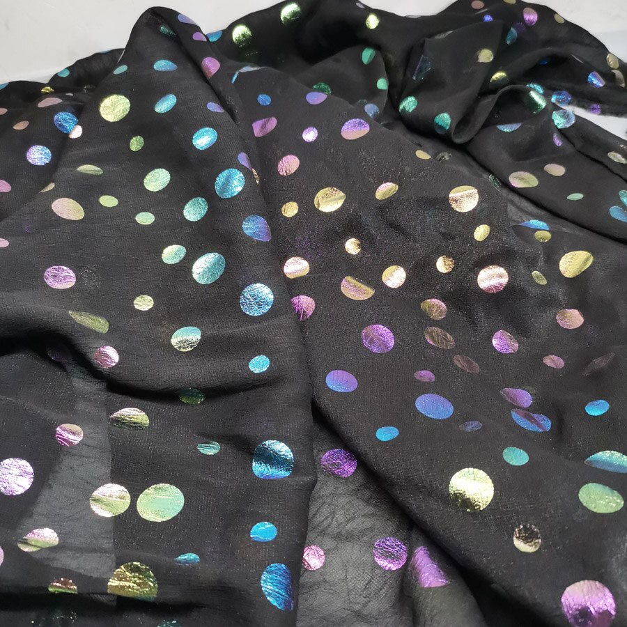 Cosplay Shimmer Chiffon Dress Fabric Lasering Colorful Fabric Magic shiny Fabric Bronzing costume dress fabric DIY: A-BLACK