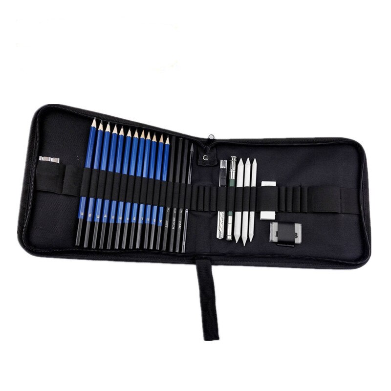 Art Tools 24 pcs/set Sketch Set HB-PB24SS for Beginners Students with Adult Hand-painted Painting Pencil Wrap /Case