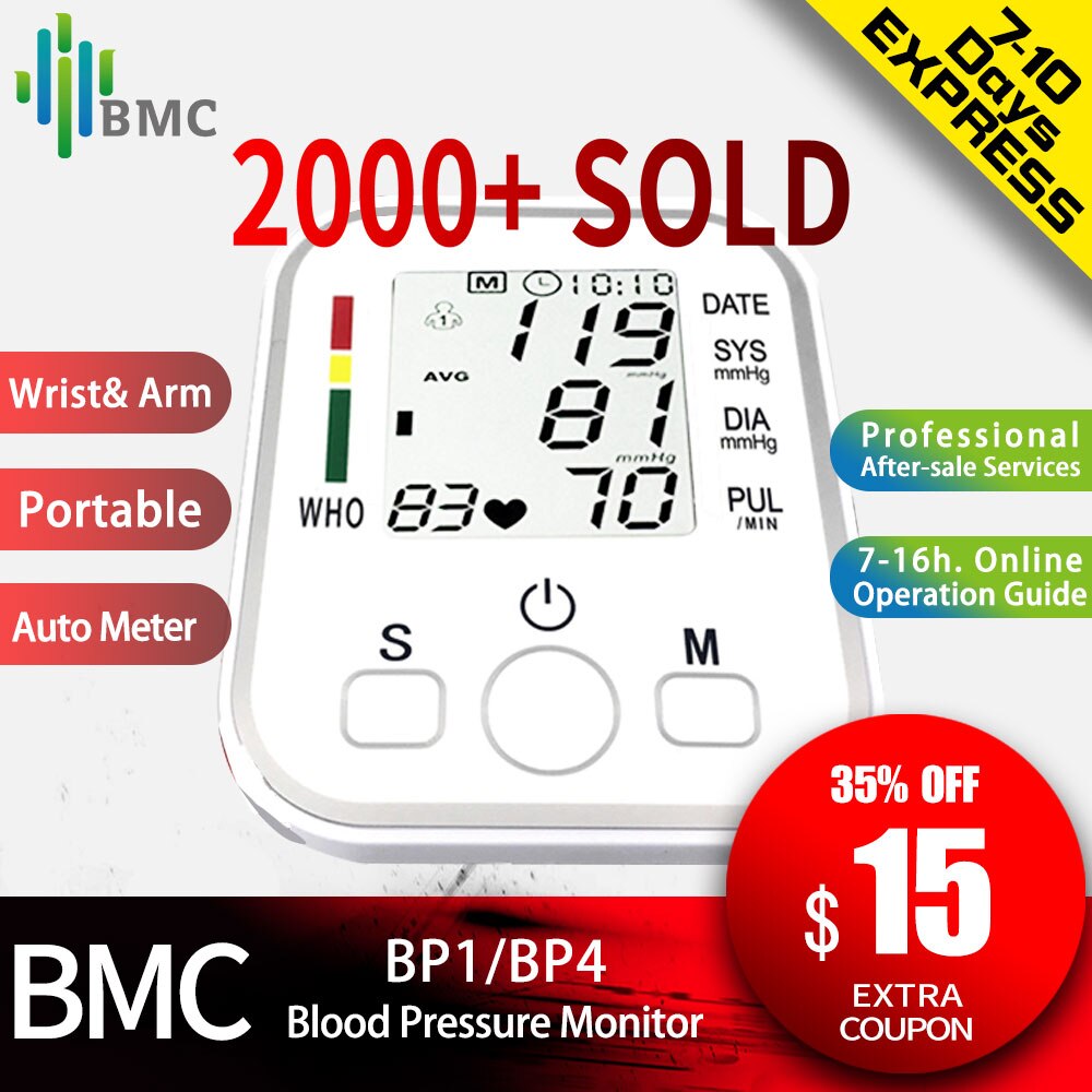 Bmc Bloeddrukmeter Pols &amp; Bovenarm Bloeddrukmeter Thuisgebruik Gezondheidszorg Digitale Lcd Heart Beat Auto Meter Tomometer