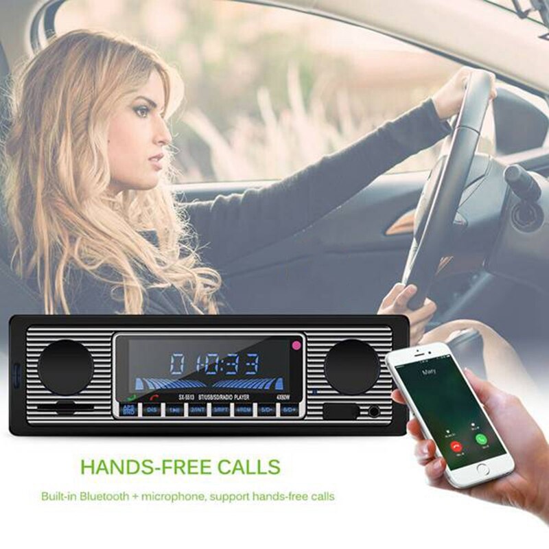 Bluetooth Vintage Car Radio MP3 Player Stereo USB AUX Classic Car Stereo Audio 12V