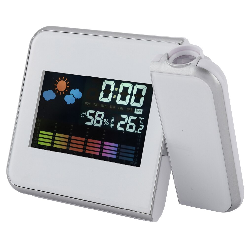 Projection Digital Snooze Alarm Clock Color Weather Display LED Backlight Clock