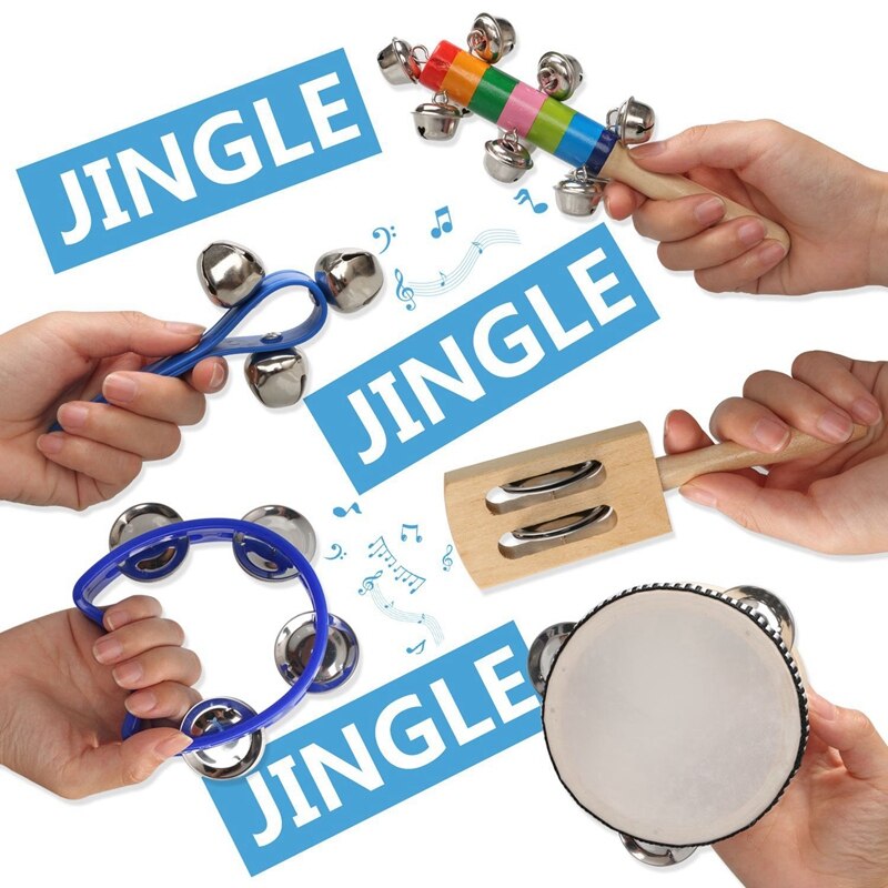 ABGZ-Musical Instruments For Toddler – 11 Types 14Pcs Wooden Xylophone Tambourine Set For Kids Preschool Educational, Early L