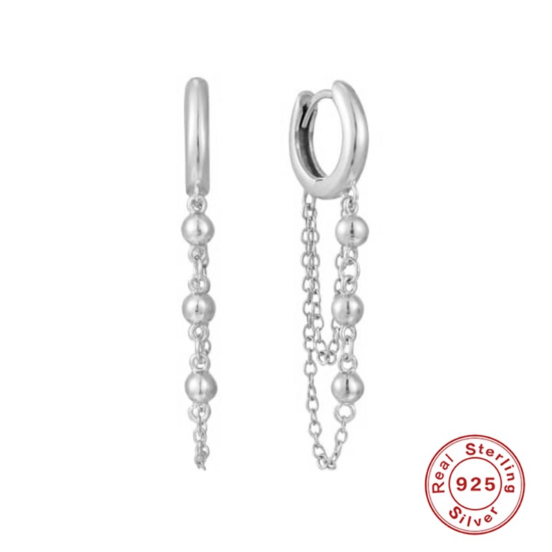 100% plata de ley 925 luxo parafuso prisioneiro brincos corrente para amantes feminino menina do punk europeu e americano borla brinco jóias finas: silvercolor