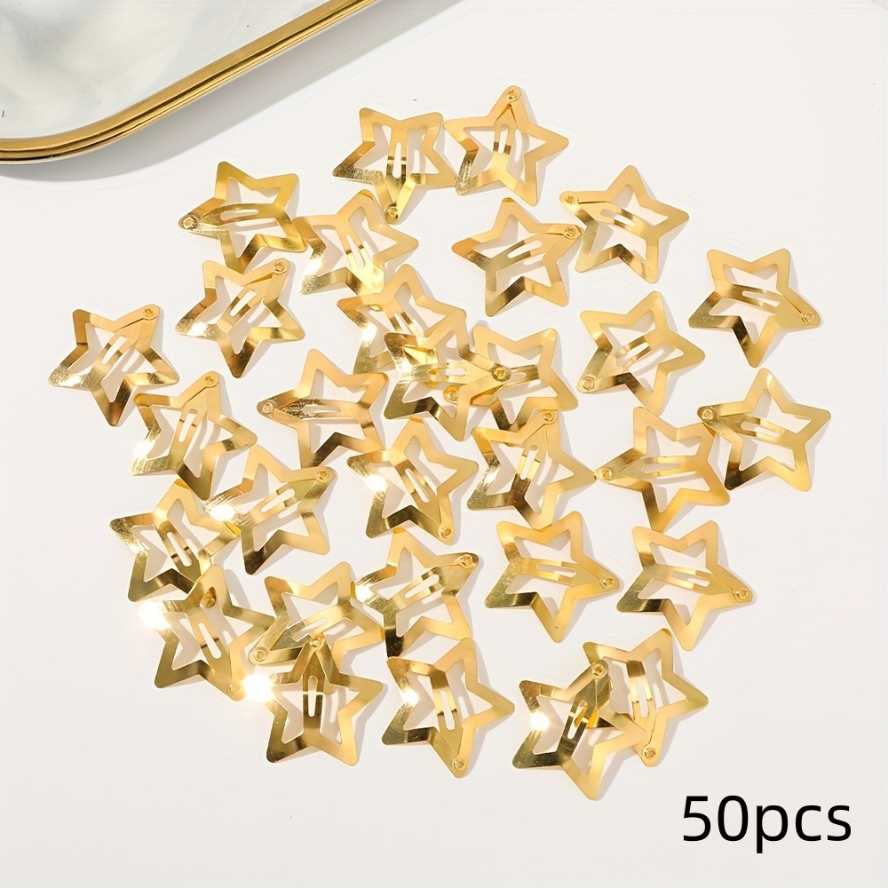 2-50 Uds. Pinzas para el cabello de estrella para niñas, estrella de filigrana, Clip a presión de Metal, pasadores de horquillas, accesorios para la cabeza: Pistola negra plateada