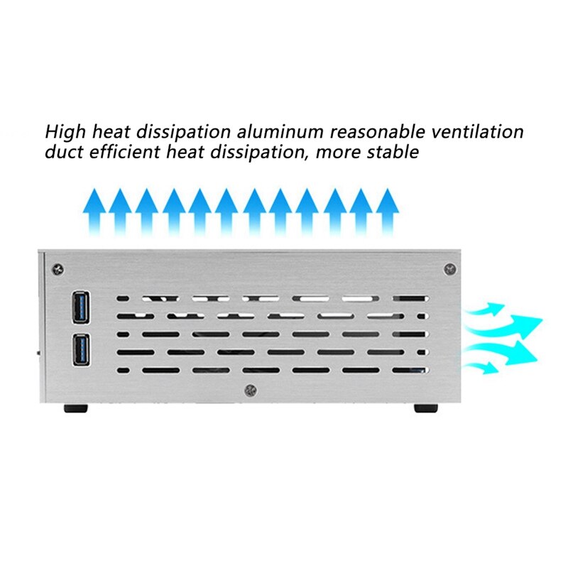 Boîtier HTPC A01 Horizontal pour ordinateur, Mini boîtier de contrôle industriel ITX, argent, verre