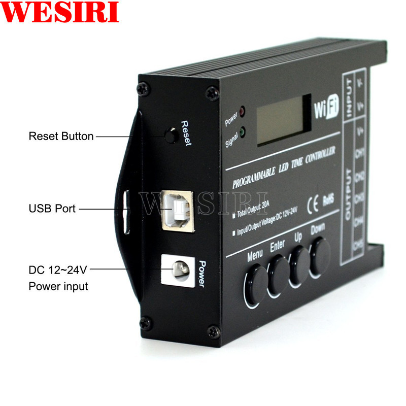 TC420 TC421 Time Programable RGB LED Controller Dimmer DC12V/24V 5 Channel Common Anode for RGB LED Lights Aquarium Lighting