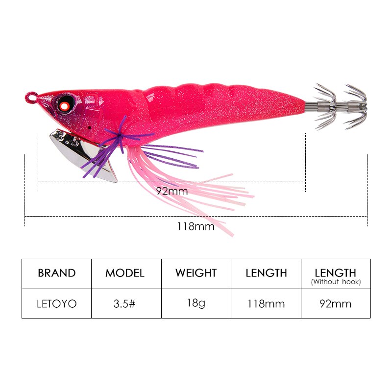 LETOYO 3.5 #18g Eging pesca adescare calamaro Jigging artificiale esca lancio calamaro gancio Jig per pesca in cavalla seppie attrezzatura per acqua salata totanare per seppia e calamari