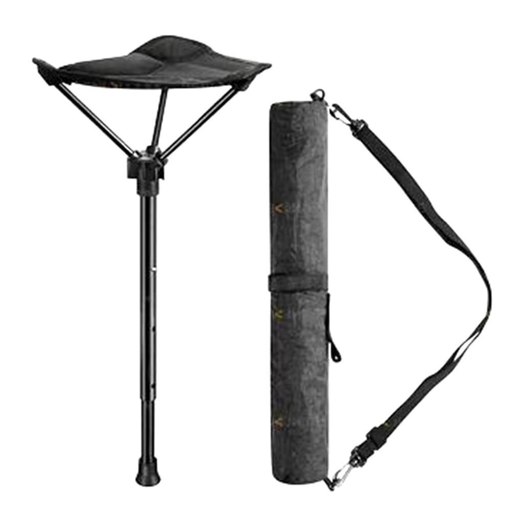 Folding Walking Stick Tripod Stool Adjustable Height Seat Stick Adjustable Seat Folding Stool Folding Stick Chair: Default Title