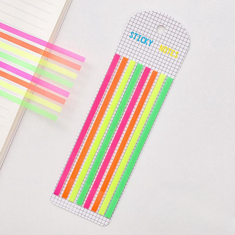 Pegatinas de índice de tiras largas multicolores, pestañas de índice grabables para anotaciones de libros, cinta resaltadora de macarrón para memoria de notas