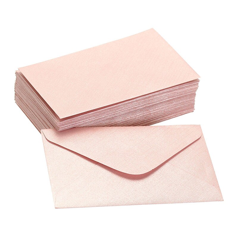 50 stk vintage farvet blank mini papir konvolutter kraft bryllupsfest invitation konvolut lykønskningskort kuvert 6 farver: Lyserød