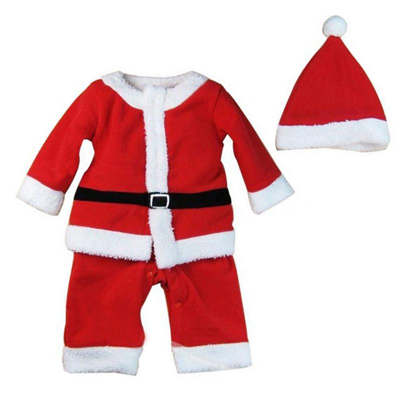 Søde børn jul julemanden jakkesæt fest påklædt tøj jule-tema cosplay kostume med hat til dreng (rød 140cm): 110cm
