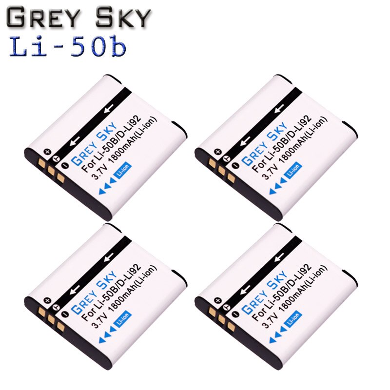 Batería de Li-50B LI50B li 50B 3 x D-LI92 + cargador de 3 ranuras para OLYMPUS SP 810 800UZ u6010 u6020 u9010 SZ14 SZ16 D755 u1010 SZ30 SZ20: 4 battery