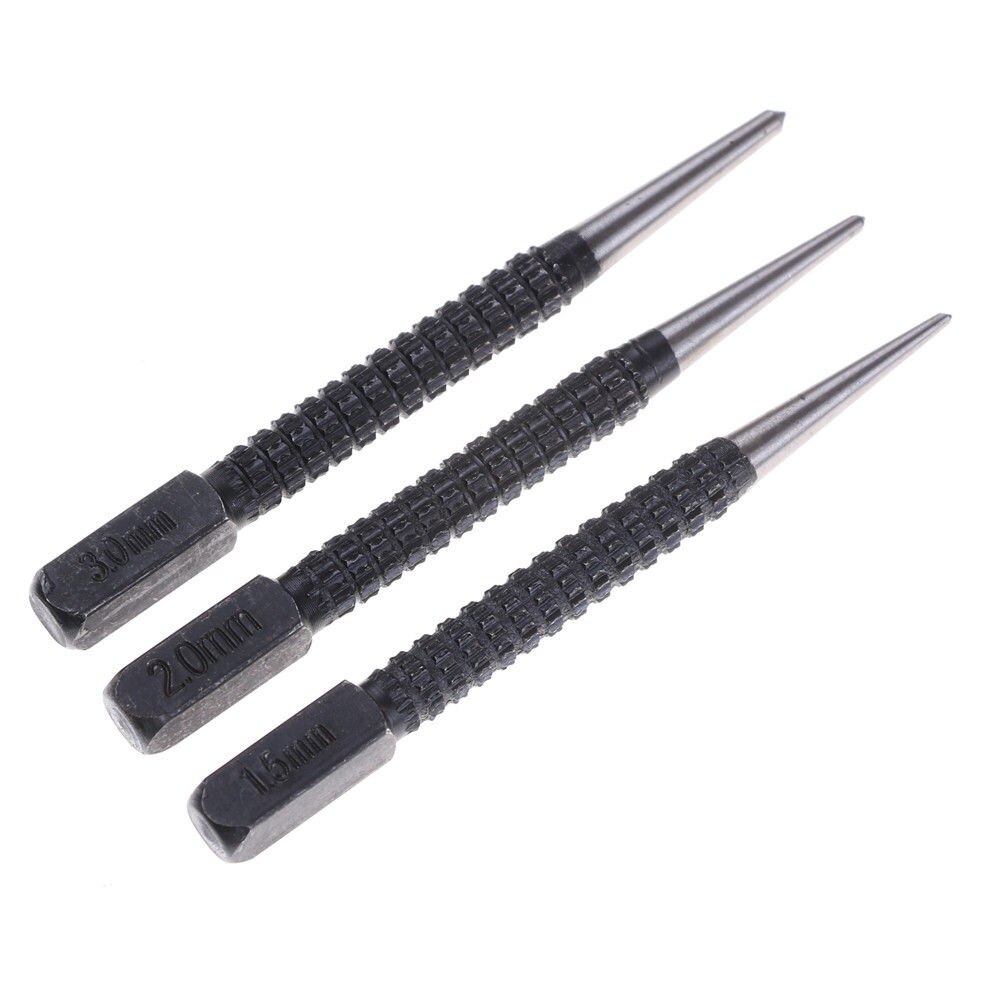 3 Pcs Center punch 3/32" Heavy Duty Centre Punch Steel Metal Spring Loaded Marking Hole Tool