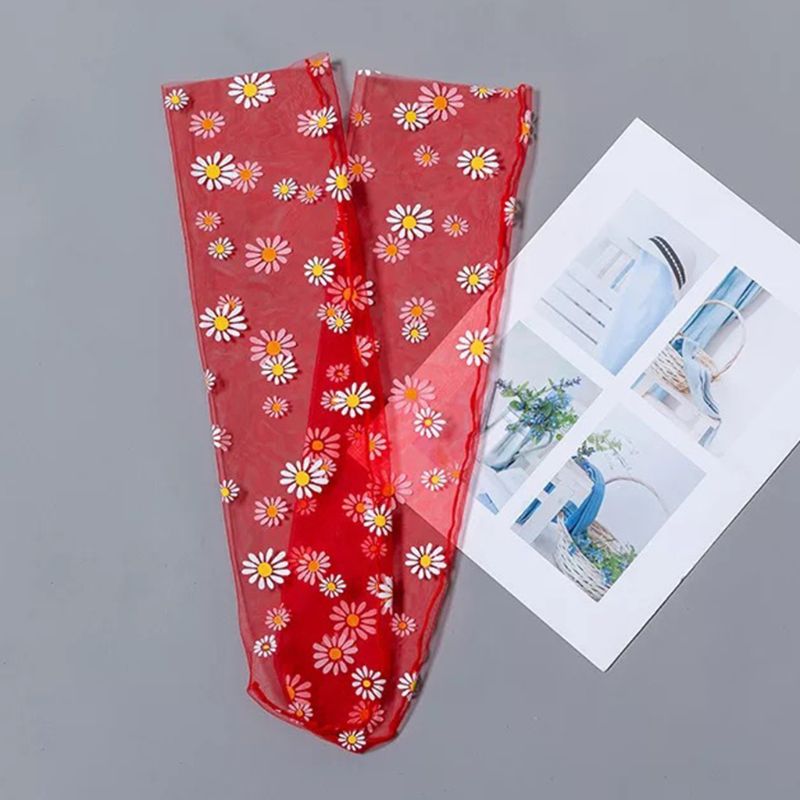 Women Girl Sheer Mesh Loose Ankle Socks Daisy Candy Color Loose Mid Tube Hosiery