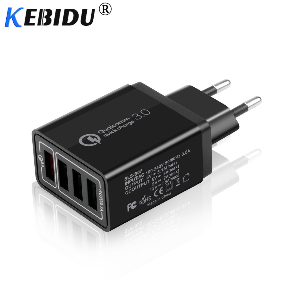 Kebidu USB Charger Quick Charge 3.0 Fast Charger QC3.0 Multi Plug Adapter Wall Mobile Phone Charger For iPhone Samsung Xiaomi