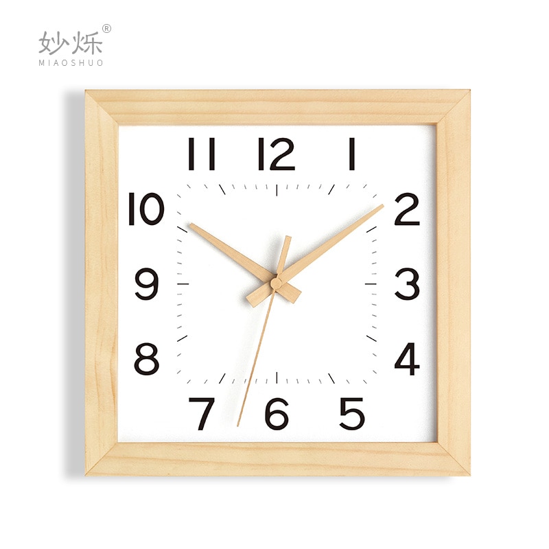Large Square Wall Clock Modern Wood Living Room Clocks Wall Home Decor Nordic Silent Bedroom Relogio De Parede Ideas FZ720