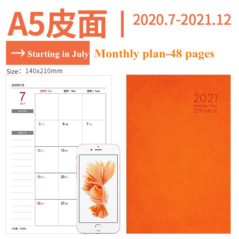 Notebook Planner Agenda 2022 Daily Weekly Monthly Journal A5 Meeting Book School Supplies Stationery Management