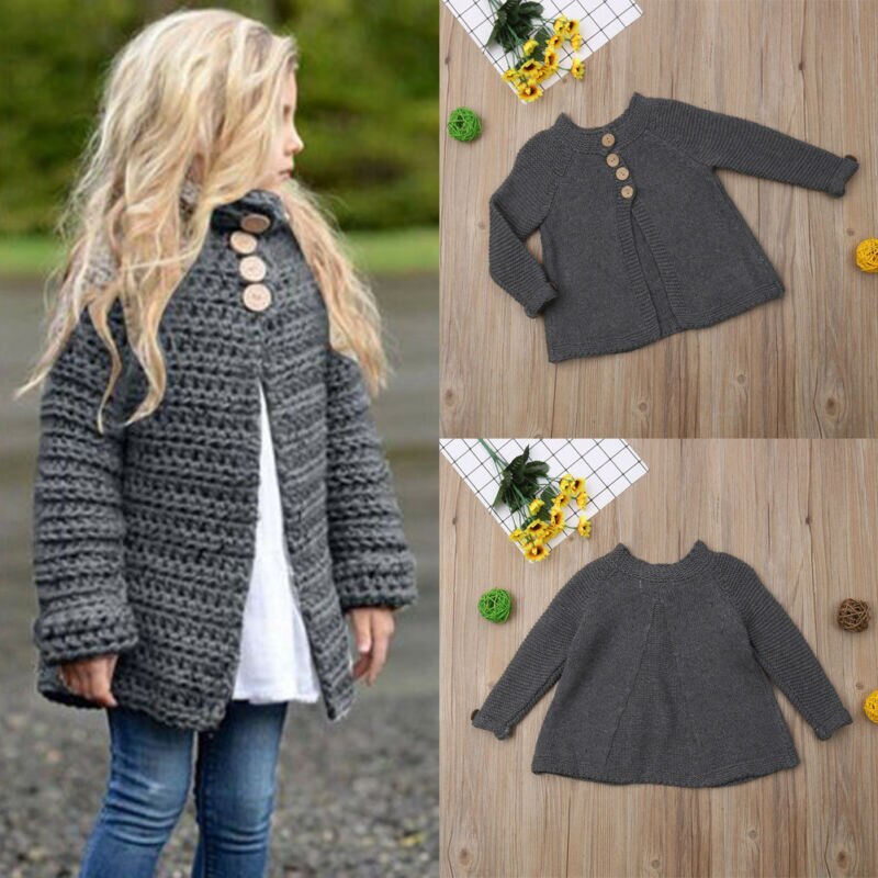 Efterår vinter bomuldstrøje top baby børnetøj drenge piger strik cardigan sweater børn forårstøj