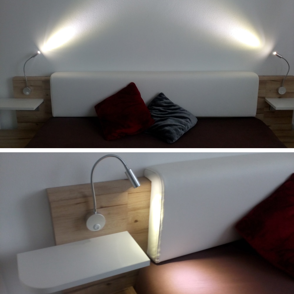 Vegglampe 3w hjemmehotell loft nattbord lesebok lys svart sølv lys fleksibel av/på bryter 90-260v få øye på ledet pære