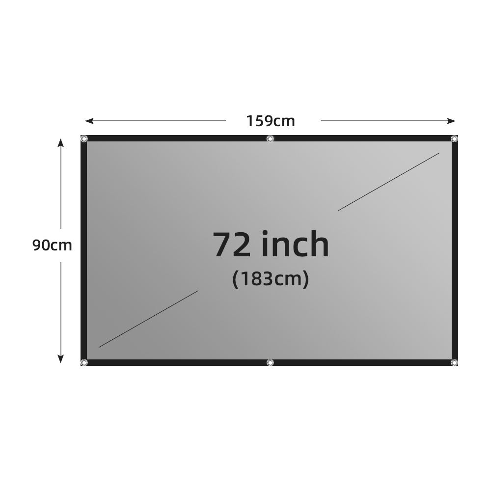 LEJIADA Projector Screen 60-133 Inch Metal Grey Anti-Light 16:9 Portable Black Border With Holes Home Outdoor Projection Screen: 90 inch