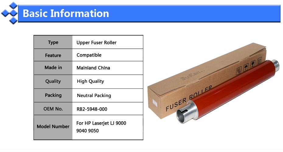 1X RB2-5948 Compatibile Rullo Fusore superiore di Ricambio per HP Laserjet LJ 9000 9040 9050 RB2-5948-000 Superiore Maniche Lunghe Rullo