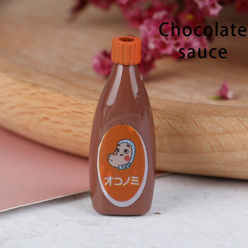 Food Mini Chocolate Sauce ketchup Jam Dolls Kitchen Toys 1:12 Dollhouse Miniature 15.6*12.5*42mm: C