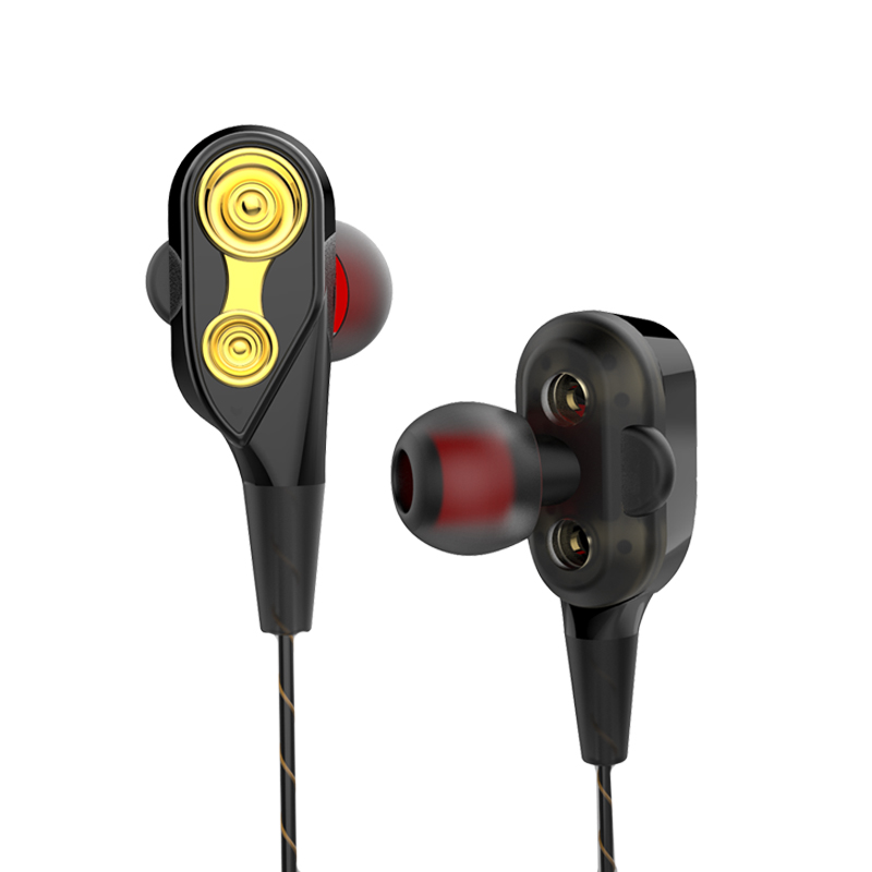 Amorno Double bobine mobile écouteurs intra-auriculaires 3.5mm filaire quatre haut-parleur Double dynamique casque jeu HiFi intégré micro écouteur: Default Title