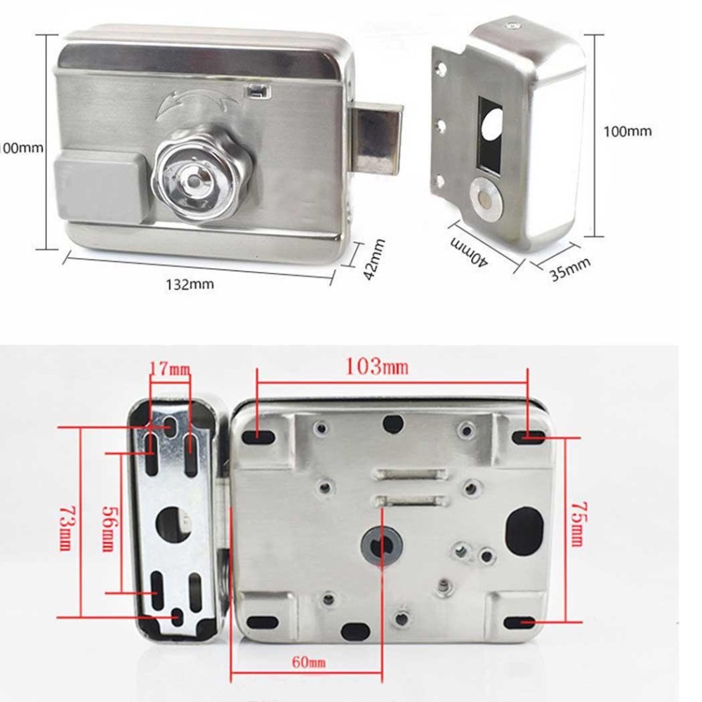 Electronic Door Access Control System Integrated RFID With ID 38mA Reader Electric Single Double head Gate 12V Lock