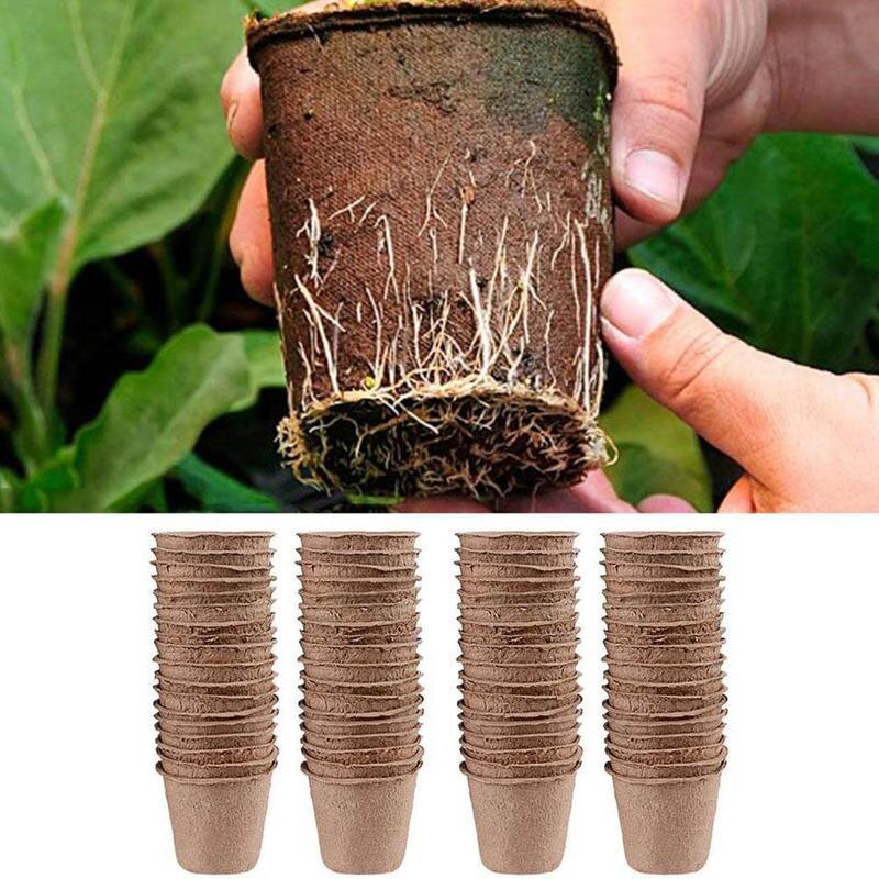 Macetas biodegradables para cuarto de niños, suministros de jardín, 10 piezas, 8x8cm