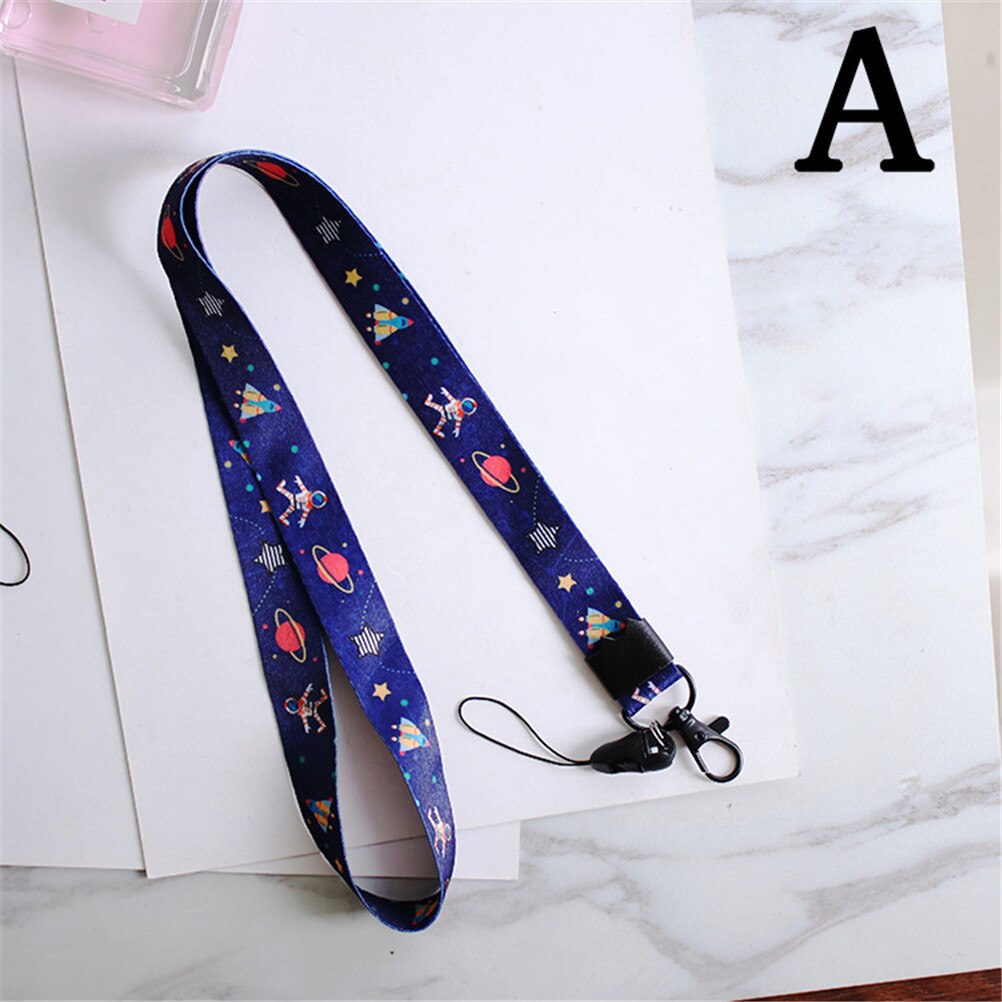 1pcs Cartoon Print Mobile Phone Neck Strap Cute Keys Lanyards ID Card Hang Rope ID Badge Holder Party about 45cm: A