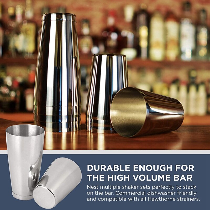 Premium cocktail shaker sæt-stykke pro boston shaker sæt. uvægtet martini drinkshaker lavet af rustfrit stål 304