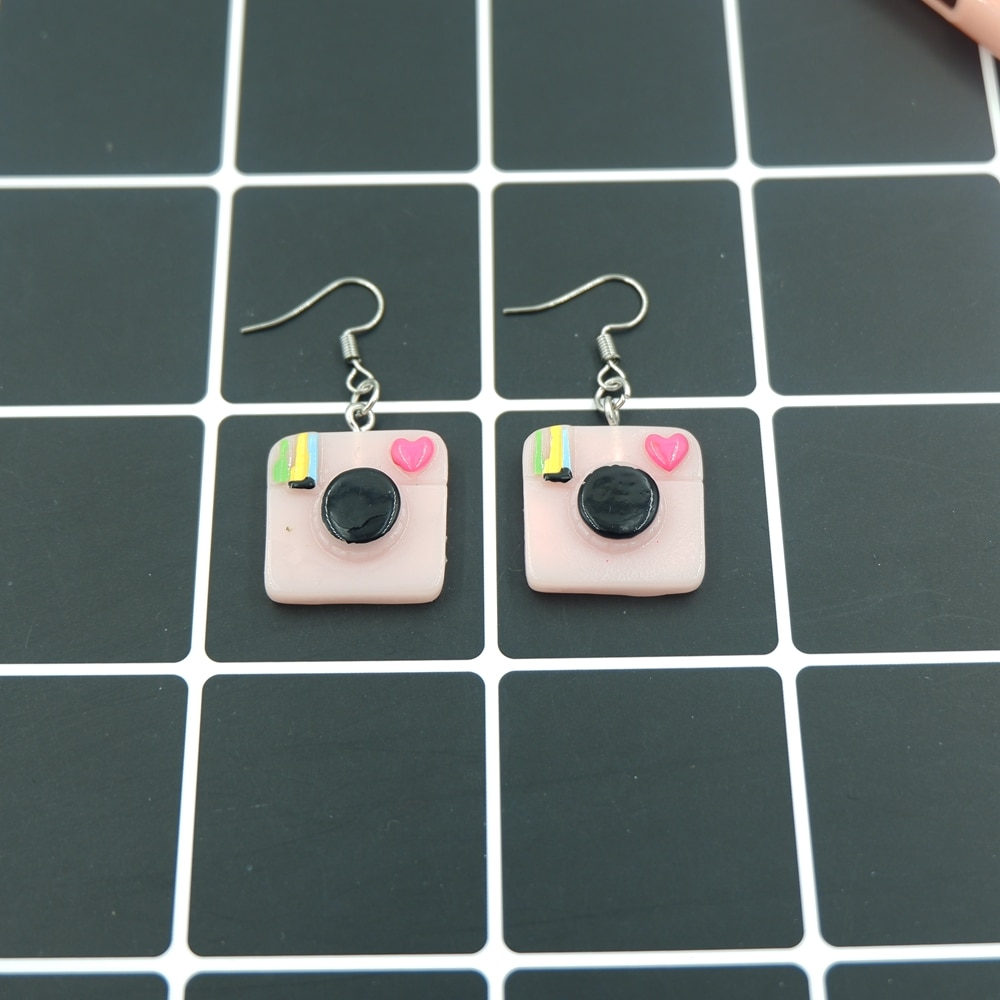 Pendientes Kawaii con controlador de Juego de Cámara para mujer y niña, pendiente para traje, estilo de , joyería,