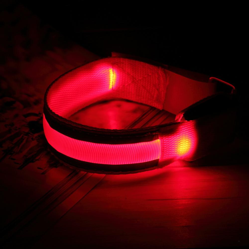 Led reflekterende lysarm armbåndsrem sikkerhedsbælte til natteløb cykling håndrem armbånd armbånd: Rød