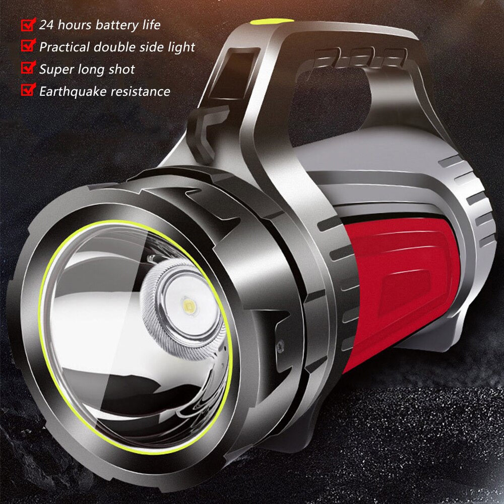 200W Portable Spotlight Long Battery Life Searchlight Rechargeable Flashlight Waterproof Torch Lantern Camping Lamp Light