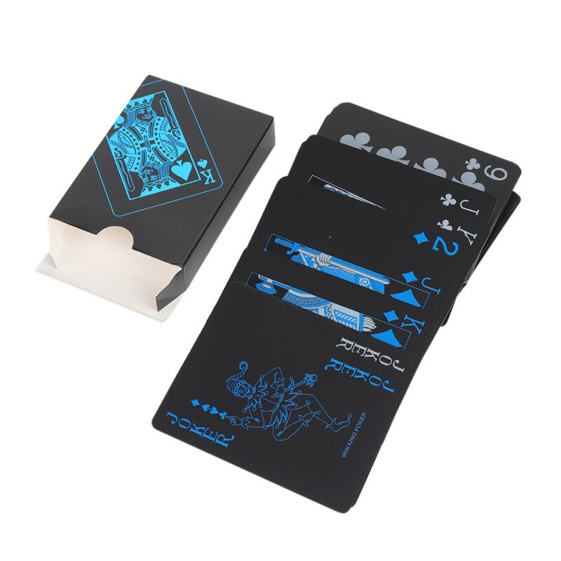 Super vandtætte spillekort cool sort plast poker pvc luksus folie poker spillekort standard størrelse 52 + 2 poker
