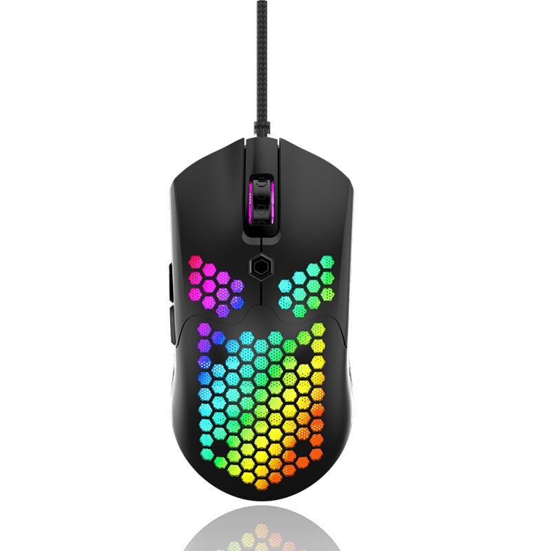 Wired Gaming Mouse 12000 Dpi 7 Button Honingraat Shell Rgb Lamp Backlit Muis Hoge Prestaties Optische Sensor Muis Voor Laptop pc: black