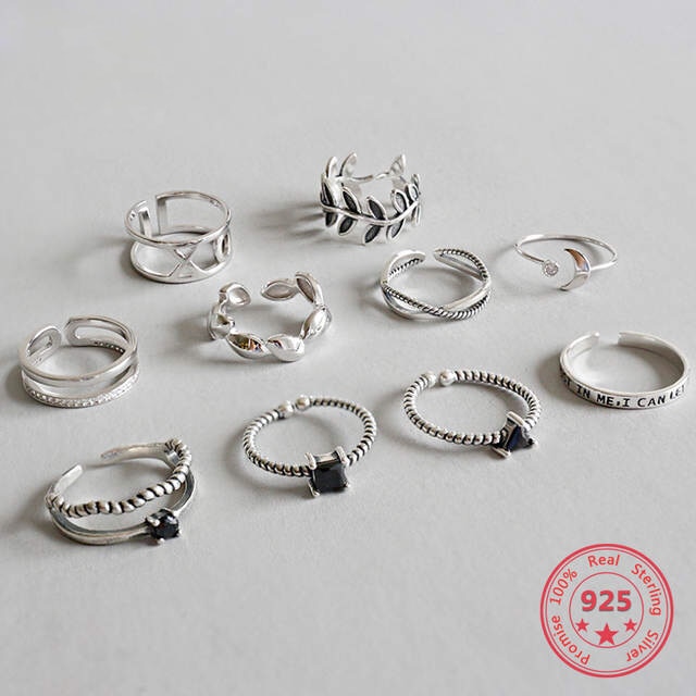 offre spéciale 925 en argent Sterling personnalité Mix concis rétro hommes et femmes Vintage réglable bague en argent