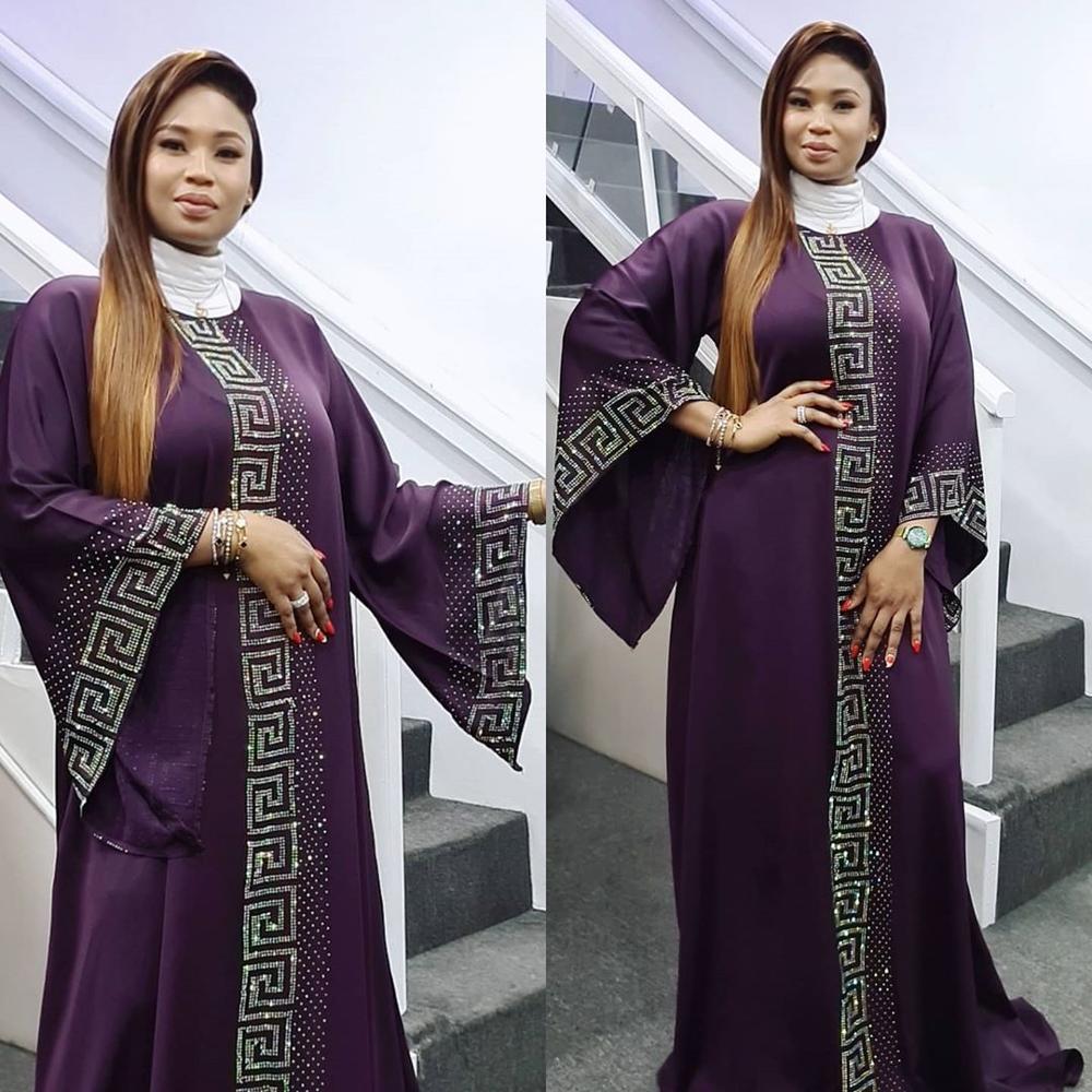 Robe Dashiki en soie à perles, à bandes, Hijab Maxi, africain, Bazin, à manches longues, Vintage, Sexy, Robe de soirée africaine: single side / XXL