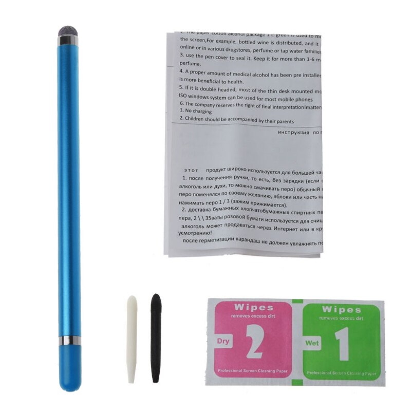 2 in 1 Touch Screen Pen Stylus Capacitance Pen Disinfection Alcohol Pen Fiber W0YE: Blue