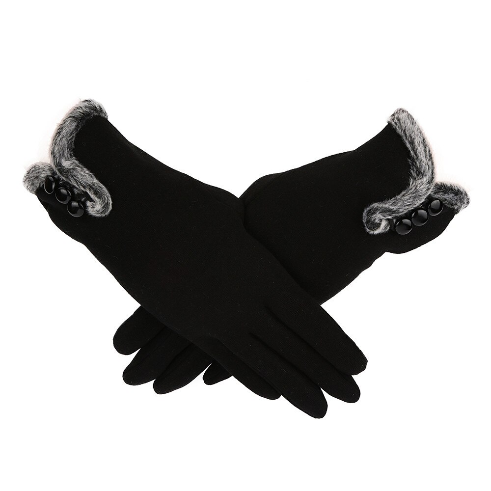 Women Lady Cashmere Keep Warm Driving Full Finger Gloves Screen Glove Winter Gloves Autumn Warm Gloves #: Black